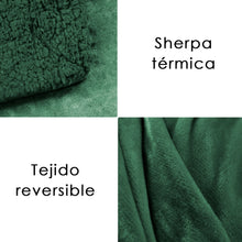 Cargar imagen en el visor de la galería, Manta Borreguito Sherpa 130x160cm Reversible Extra Suave- Verde
