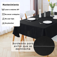 Cargar imagen en el visor de la galería, Mantel Antimanchas, Rectangular, Resistente, Impermeable- Negro
