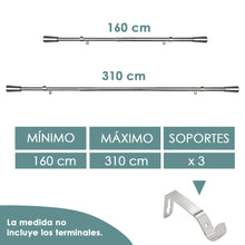 Cargar imagen en el visor de la galería, Barra De Cortinas Universal Extensible Acero Taza. Plata
