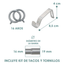 Cargar imagen en el visor de la galería, Barra De Cortinas Universal Extensible Metal Forma S- Gris
