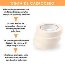 Cargar imagen en el visor de la galería, Cinta de carrocero para pintar y enmascarar. Disponible en pack de 6-18/24mm x20m.
