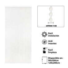 Cargar imagen en el visor de la galería, Cortina para Puerta Tiras PVC - Modelo Espiral - Blanco+Filo Transparente 
