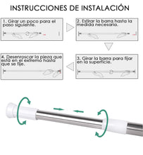 Cargar imagen en el visor de la galería, Barra extensible de aluminio para armario y cortina de ducha - 140 a 260 cm Plateado
