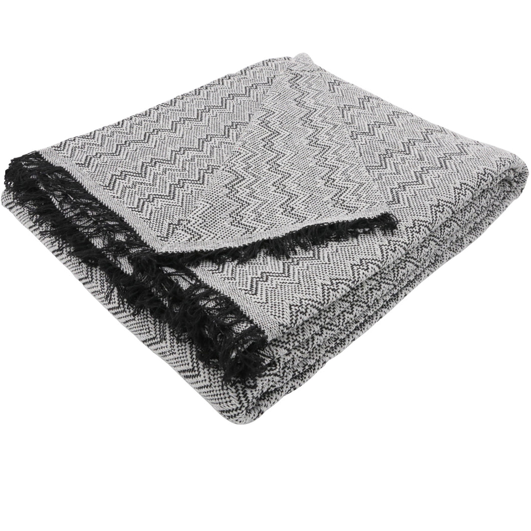 Colcha multiusos, plaid - Zig Zag Gris Negro