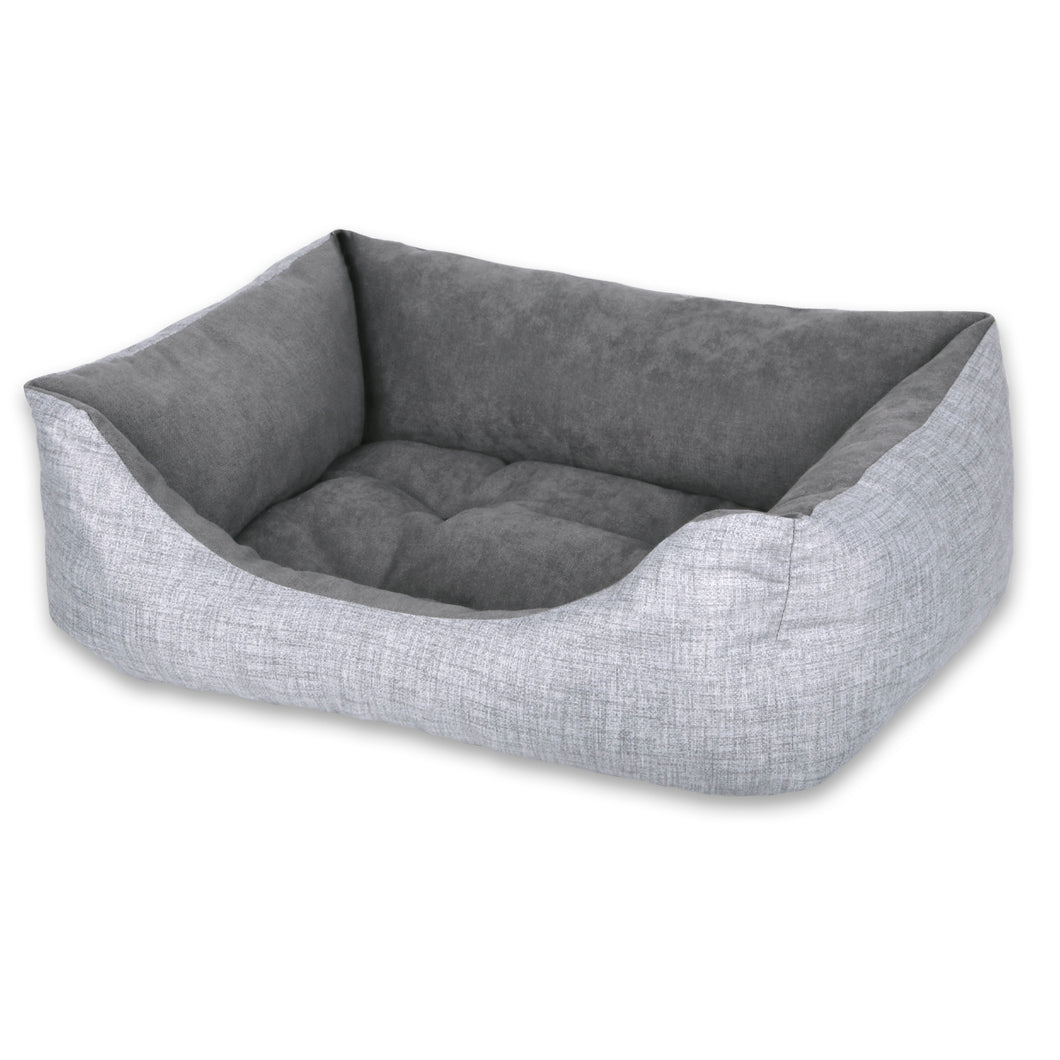 Cama para mascotas rellena de fibra - Gris - Mediana