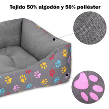 Cargar imagen en el visor de la galería, Cama para mascotas rellena de fibra - Huellas - Mediana
