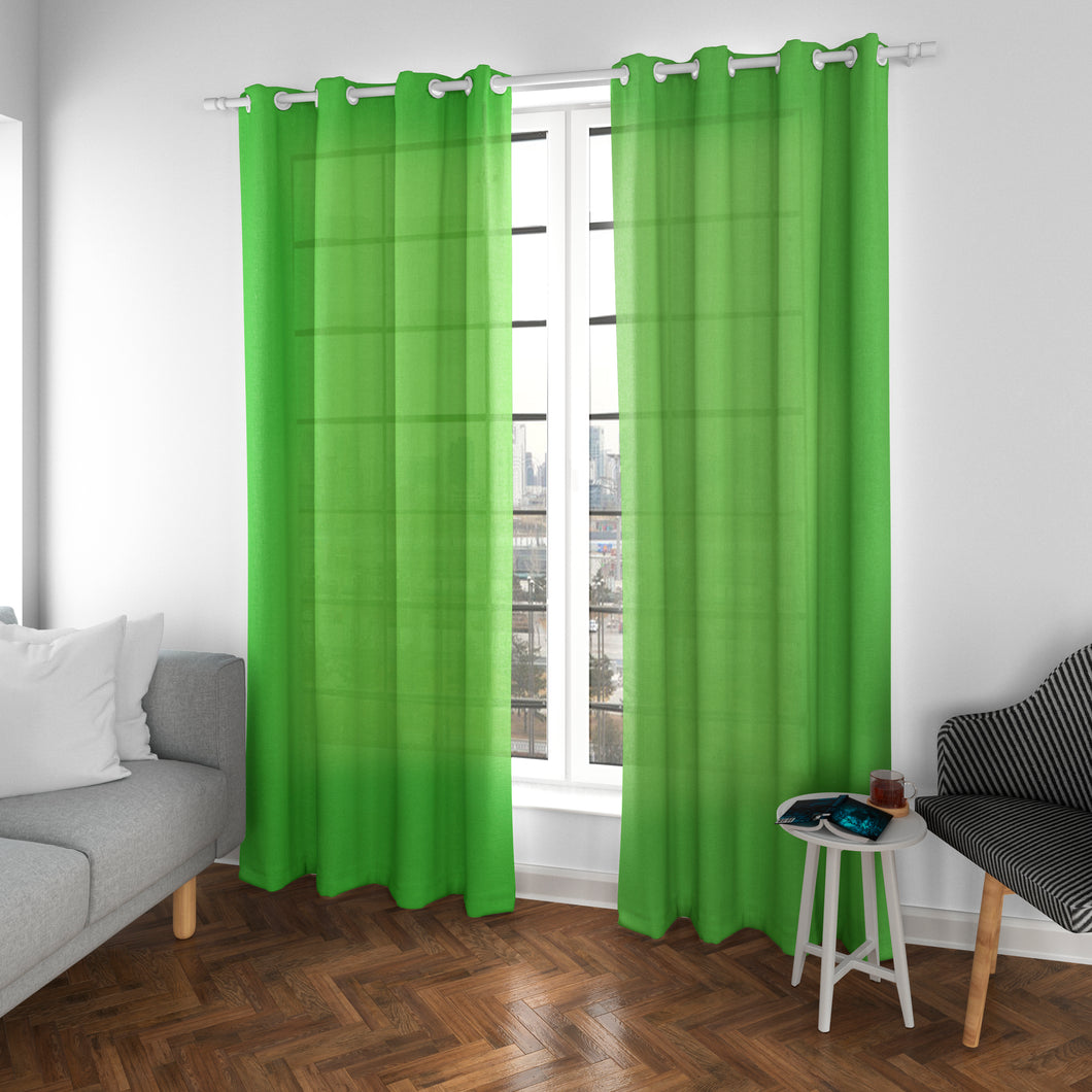 Cortinas translúcidas de salón 140x260cm color verde de 2 piezas