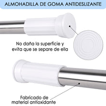 Cargar imagen en el visor de la galería, Barra extensible de aluminio para armario y cortina de ducha - 110 a 200 cm Plateado
