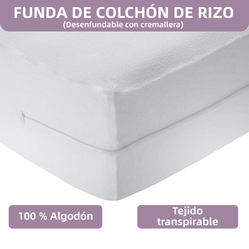 Funda de colchón rizo100% Algodón-Cama 90